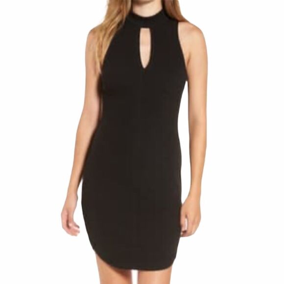 ASTR Cutout Knit Bodycon Dress Black New - Picture 1 of 10